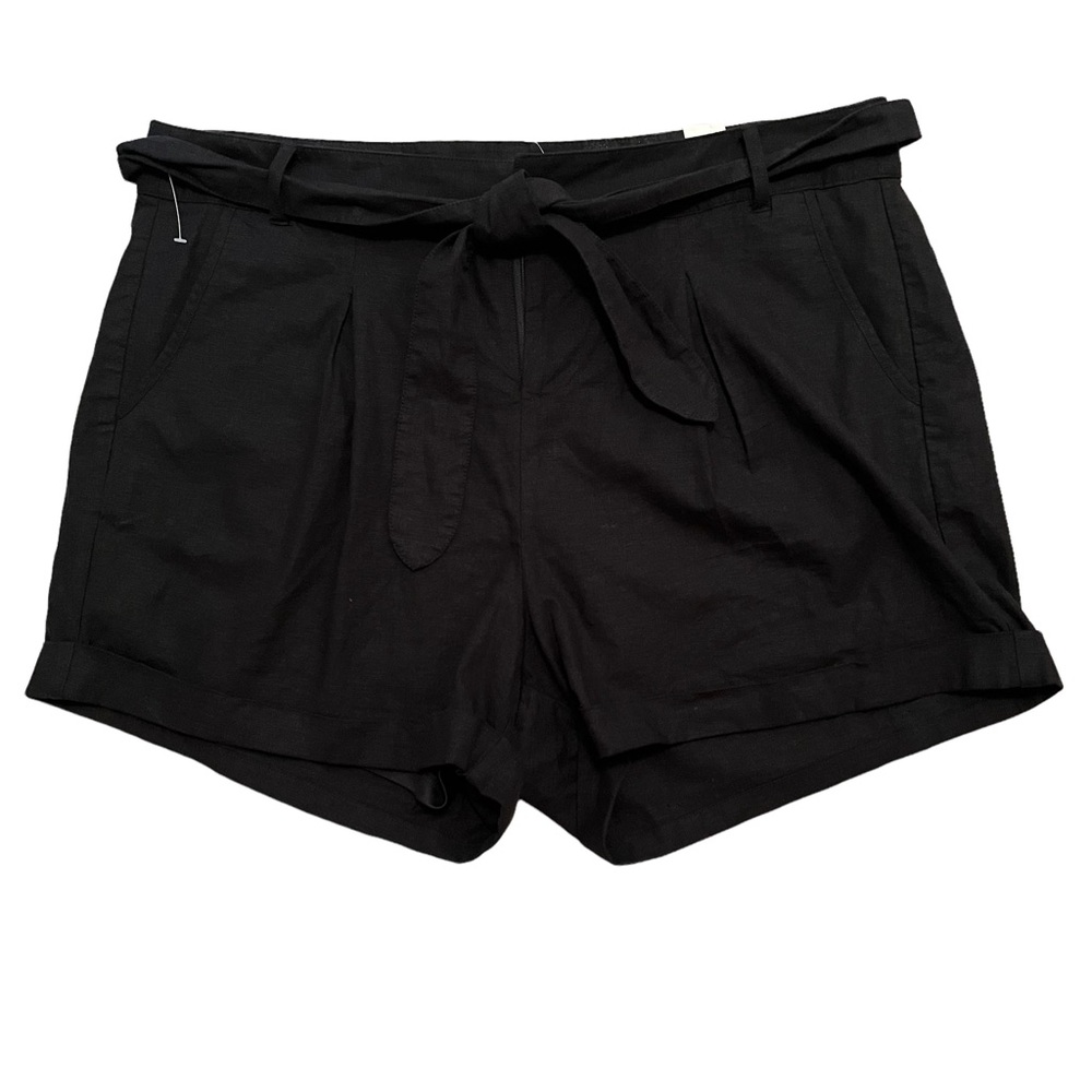 torrid Black Self Tie Linen Shorts 30 (6X)